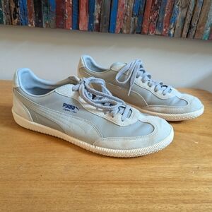 Puma Super Liga Grey Leather Sneaker Lace Up Low Top